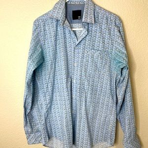 Nicole Miller Men’s Button Down Shirt Small Blue Spirals